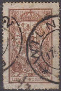 Central Lithuania Litwa Srodkowa Scott #39 1921 Used Perforated