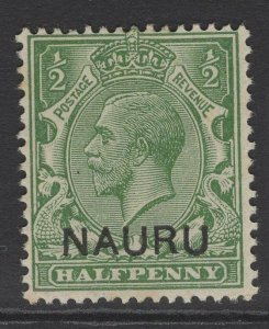 NAURU SG1 1916 ½d YELLOW-GREEN MTD MINT