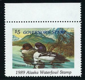 ALASKA STATE DUCK  #5B - 1989 - GOVERNOR'S EDITION - SCV: $100.00 - MNH -