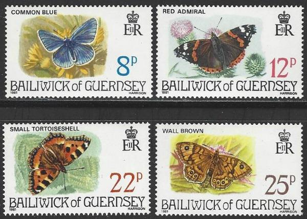 Guernsey #218-221  MNH Full Set of 4 Butterflies