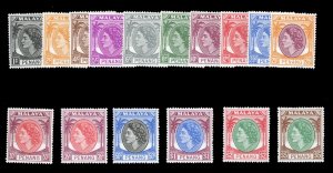 Malayan States - Penang #29-44 Cat$73.50, 1954-55 QEII, complete set, never h...