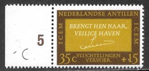 NETHERLANDS ANTILLES 1966 ICEM MIGRATION Semi Postal Sc B72 MNH