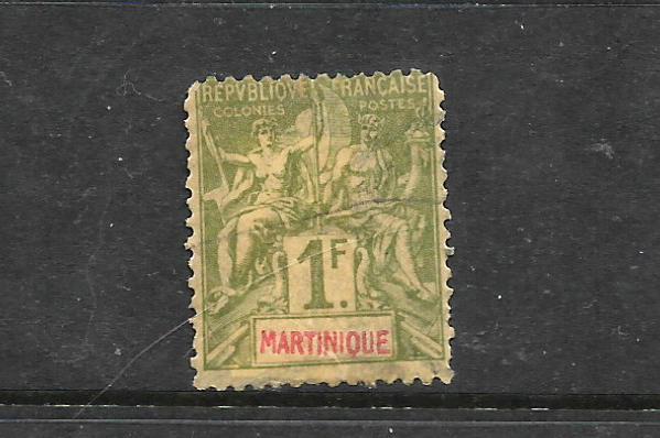 MARTINIQUE 1892   1f  PEACE & COMMERCE FU  SG 45  