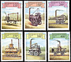 Benin 1159-1164, MNH, Steam Vehicles and Locomotives