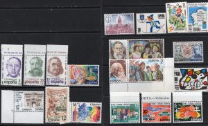 Thematic stamps SPAIN 1980's SELECTION 20 diff in sets c 4.55 mint