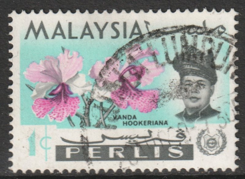 Malaya Perlis Scott 40 - SG41, 1965 Orchids 1c used
