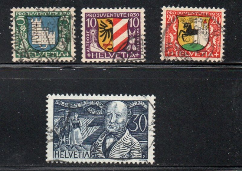 Switzerland Sc B53-56 Pro Juventute Coats of Arms stamp set used