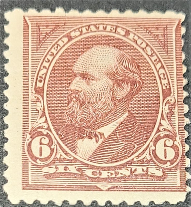 U.S. Stamp # 256, 6 cent Garfield, Mint hinged, F-VF, SCV $110.00