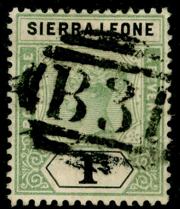 SIERRA LEONE SG50, 1s green & black, USED. Cat £24.