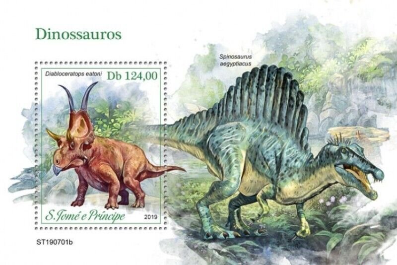 St Thomas - 2019 Dinosaurs on Stamps - Stamp Souvenir Sheet - ST190701b