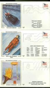 UNITED STATES 11 SPECIAL CANCEL 1980 WINTER OLYMPIC GAMES SILK CACHETED COVERS