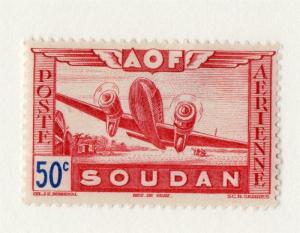 French Sudan 1940s Air Mail Early Issue Fine Mint Hinged 50c. 229535