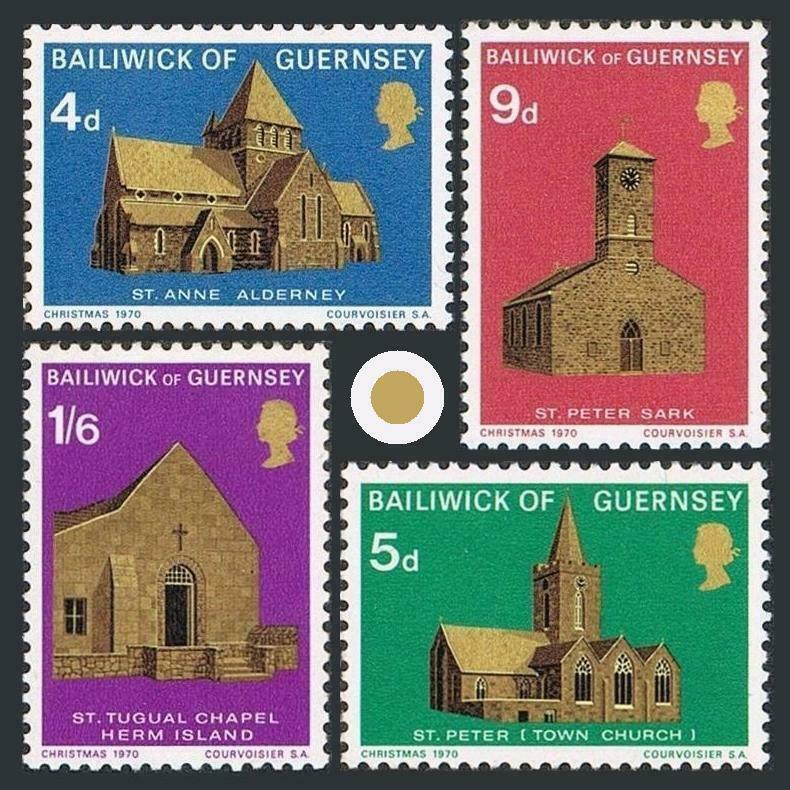 Guernsey 37-40,MNH.Michel 35-38. Christmas 1970.Churches.St Anne,Alderney,