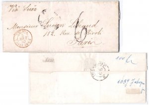 Egypt France Offices in Egypt 1859 with 6 on Stampless Folded Letter inscribe...