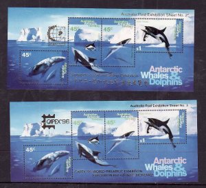 AAT-Sc#L97b,c- id6-two unused NH sheets-#2 & 3-Marine Life-Whales-Dolphins-1995