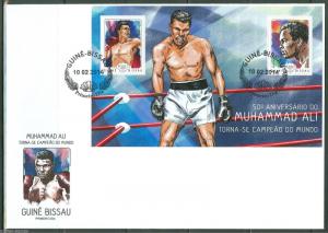 GUINEA BISSAU 2014 50th ANNIVERSARY OF MUHAMMAD ALI  AS WORLD CHAMP S/S FDC