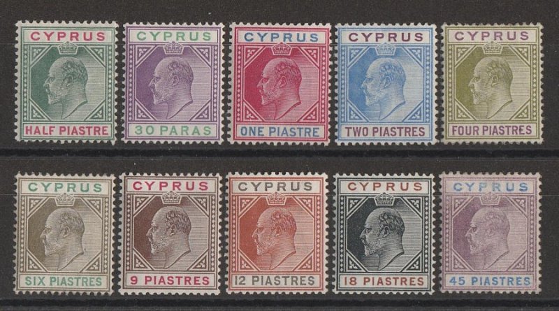 CYPRUS 1902 KEVII set ½pi-45Pi, wmk Crown CA. VERY SCARCE! 