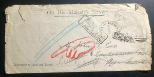 1913 Melbourne Australia On His Majesty Service Cover OHMS To Hawthorn