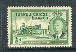 TURKS CAICOS; 1950s early GVI pictorial issue Mint hinged Shade of 1/2d. value