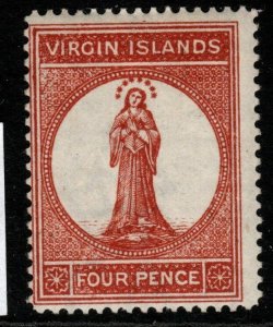 VIRGIN ISLANDS SG36 1887 4d PALE CHESTNUT MTD MINT 