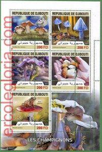 B1453 - DJIBOUTI - ERROR MISPERF Stamp Sheet - 2023 - Mushrooms-