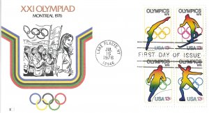 1976 FDC, #1698a, 13c Olympic Games, Fleetwood, block of 4