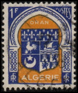 Algeria 212 - Used - 1fr Arms of Oran (1947) +
