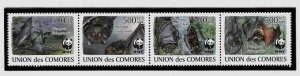 COMORO ISL - NH STRIP+MINISHEET of 2009 - WWF - ANIMALS - BATS