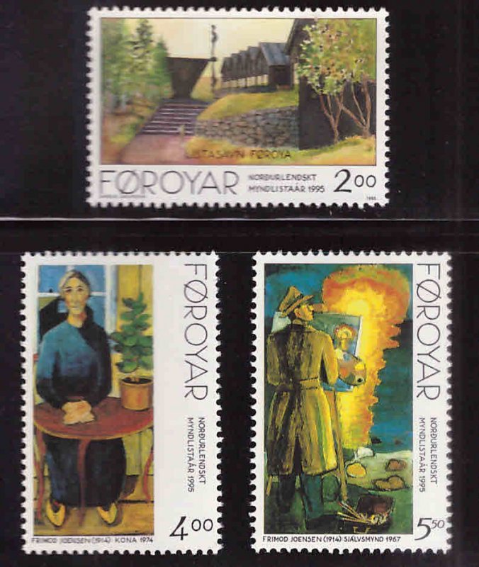 FAROE ISLANDS Scott 284-286 MNH** 1995 Nordic Art set CV $3.95