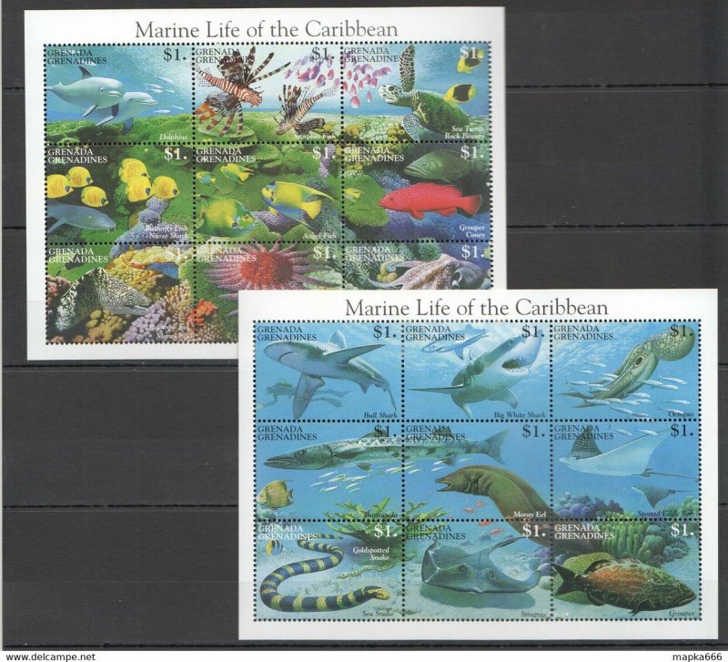 Grenada Marine Life Of The Caribbean 2Kb ** Stamps Pk077