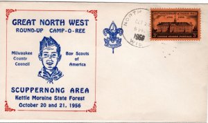 Scout Cachets #1594 North Prairie WI Round Up Camp O Ree 1956 - Levy 56-25