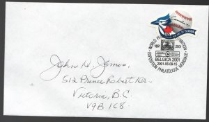 2001 Canada addressed cover - World Philatelic Exhibition - w/ Toronto Blue Jays