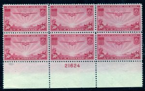 US Stamp #C22  PLATE BLOCK/6  Mint OGNH⭐⭐⭐⭐⭐