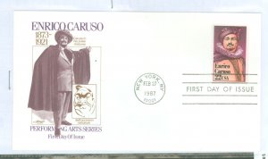 US 2250 1987 22c Enrico Caruso FDC, Artmaster cachet.