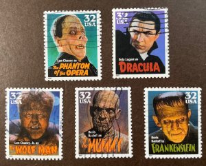USA USED #3168-3172 set of 5 commemoratives  *1997* Movie Monsters