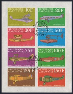 Gabon C103ah-C104ad sheets,CTO. Junkers,Dornier,Fokker,Sikorsky.Aircraft 1970.