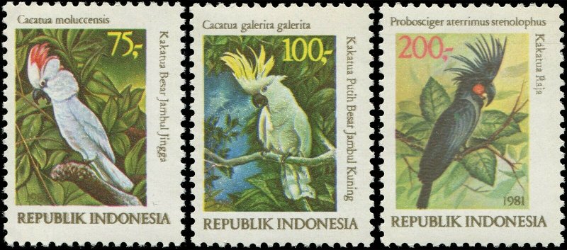 Indonesia 1981 Sc 1163-1165 Birds Cockatoo CV $9.25