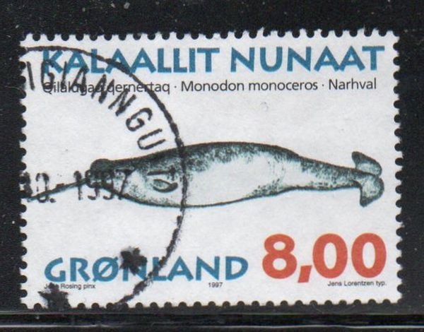 Greenland Sc 322 1997 8.0kr Whales stamp used