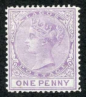 Lagos SG10 1d Lilac wmk Crown CC Perf 14 fine M/Mint Cat 50 pounds 