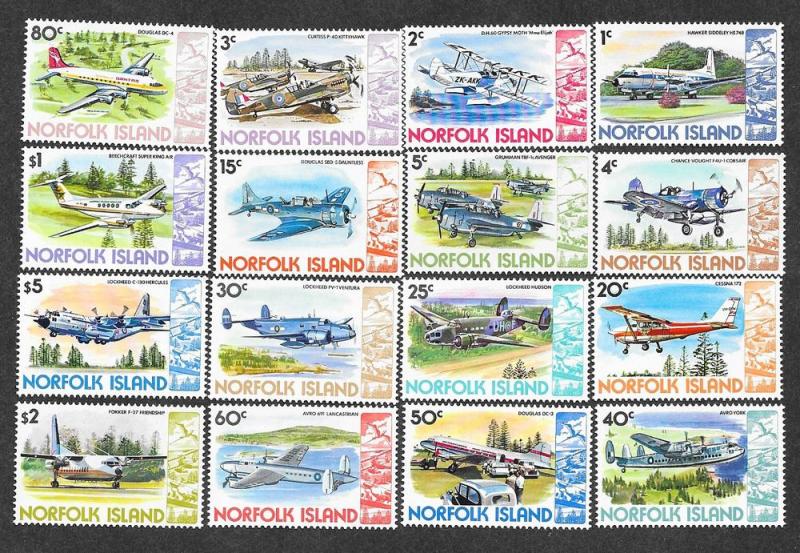 Norfolk Island 256-270 Mint NH Aircraft!