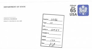 Scott# UO82       UPSS#OM27   US envelope.