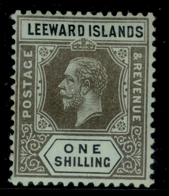 LEEWARD ISLANDS GV SG54b, 1s black/ blue-green (olive), M MINT. Cat £18.