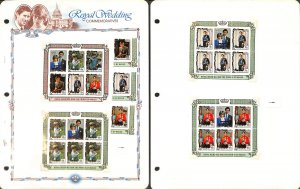 Penrhyn Island Stamp Collection on 8 White Ace Pages, Royal Wedding 1981 Diana