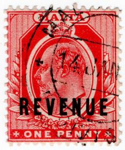 (I.B) Malta Revenue : Duty Stamp 1d