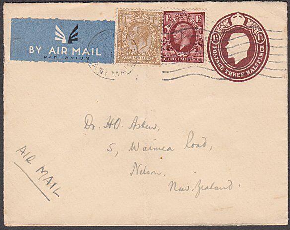 GB 1935 1/3d airmail rate cover London to New Zealand via Australia........55082