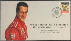 CANADA # 2996.4 - FORMULA 1 SCHUMACHER  POSTAGE STAMP on FIRST DAY COVER #4