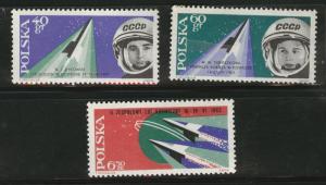 Poland Scott 1156-8 MH* 1963 space set