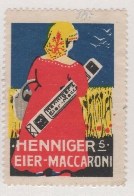 Germany - Pair Henniger's Egg Noodles Advertising Stamps - Girl & Chickens - NG