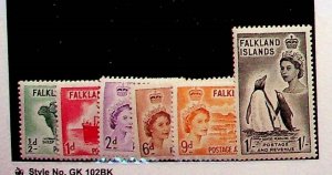 FALKLAND ISL. Sc 122-27 NH ISSUE OF 1955 - PENGUIN