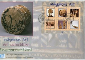 UN 2008 INDIGENOUS ART SHEETS CACHET BY UNPA ON 3 FIRST DAY COVERS